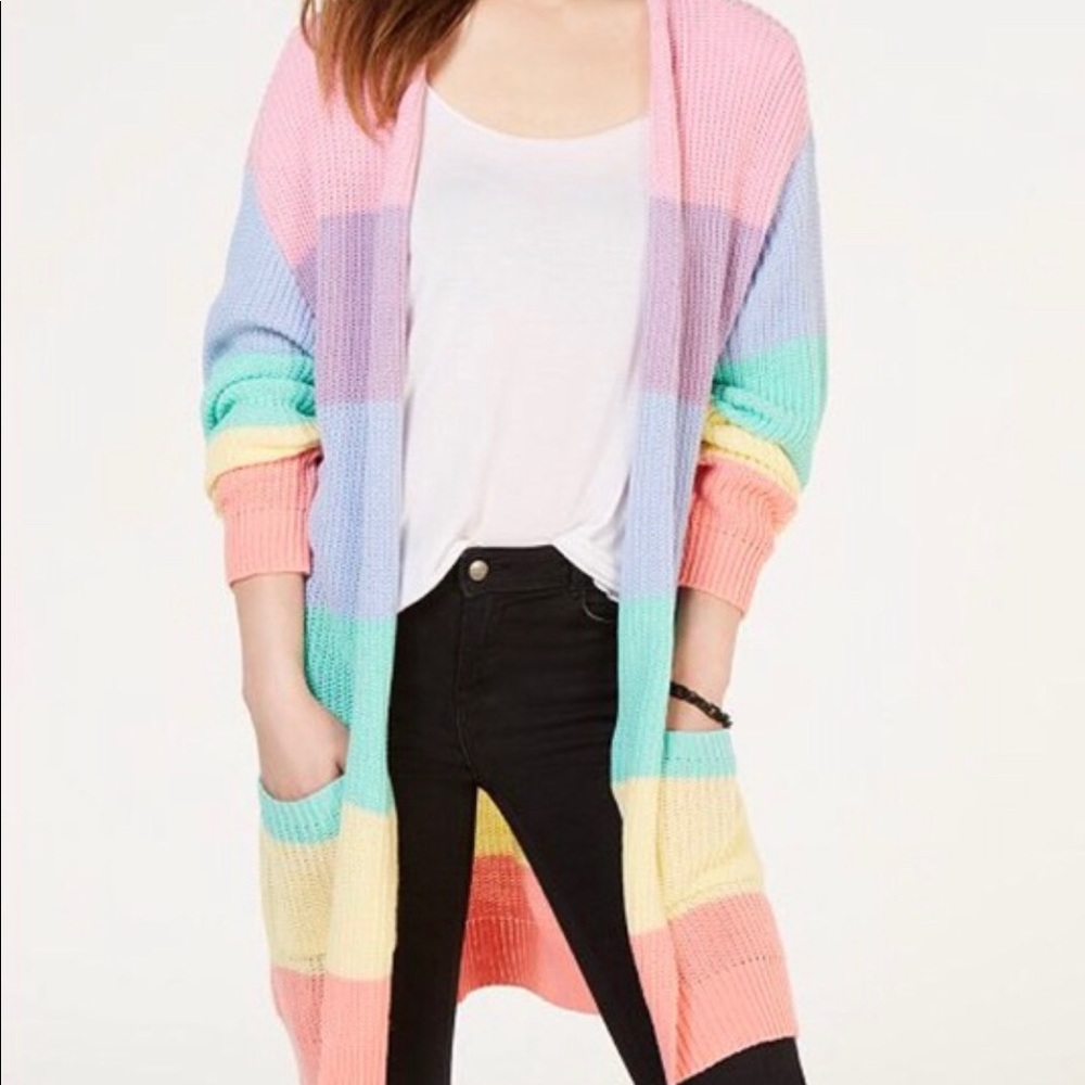 Pastel rainbow cardigan stripes color blocked